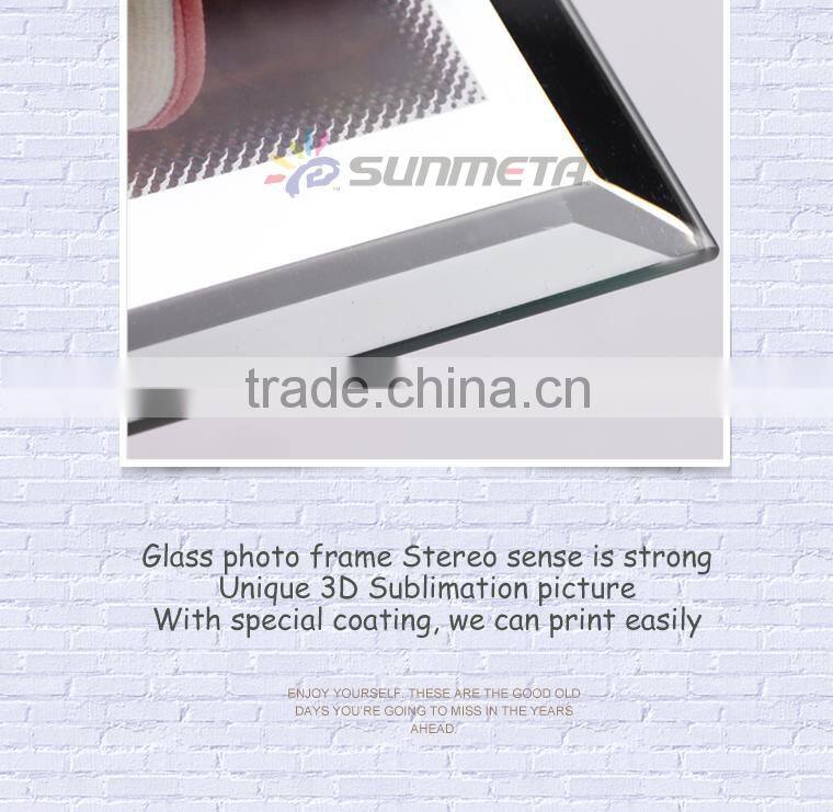 Sunmeta factory directly blank sublimation glass photo frame with clock(BL-11)