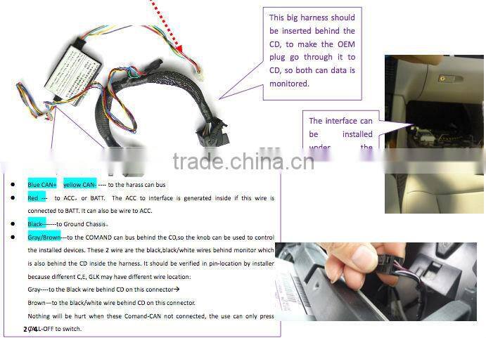 car interface for Mercedes Benz 4PIN round connector With Guide line and GPS box