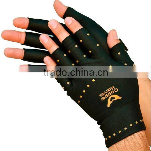 2016 best selling heated fingerless Compression Arthritis Gloves copper gloves