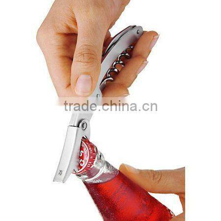 Double Hinged Waiter Style Corkscrew Wine Opener- Dark Red