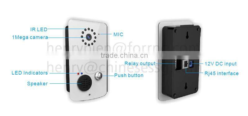 Android iOS WIFI doorbell with 1MP camera 10m night vision motion detection alert auto make video call