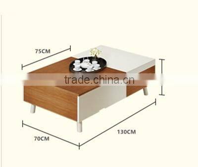 The glossy PVC white and wood grain coffee table