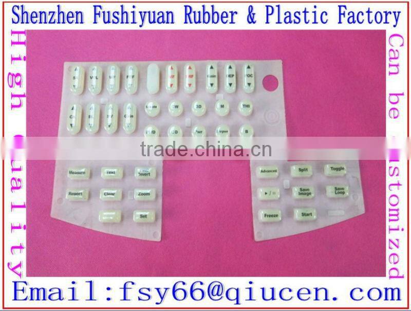 India silicone keypads with conductive carbon pills spray laser back-lighted button silicone silicone silkscreen buttons