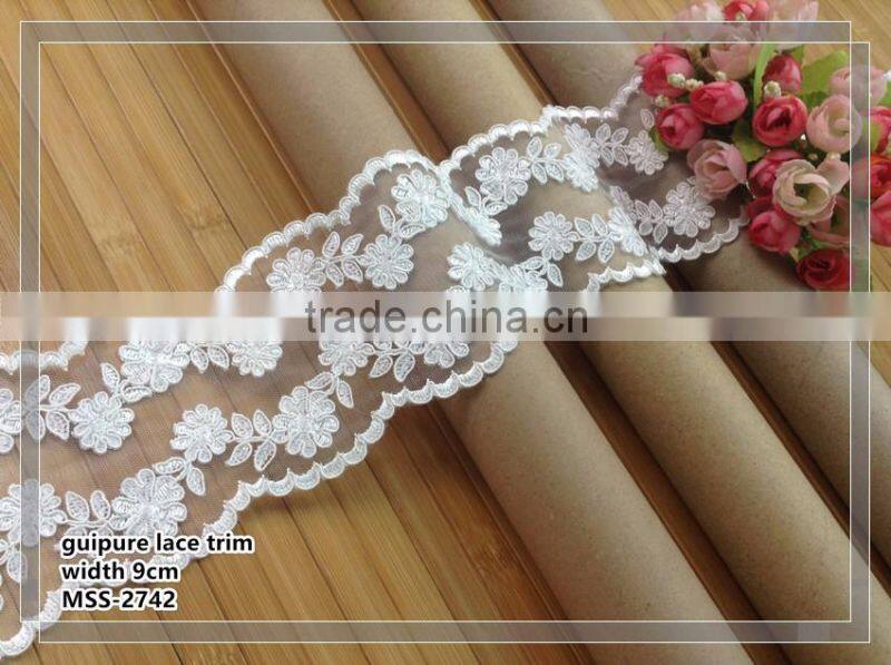 100% poly wedding dress chemical guipure lace trim