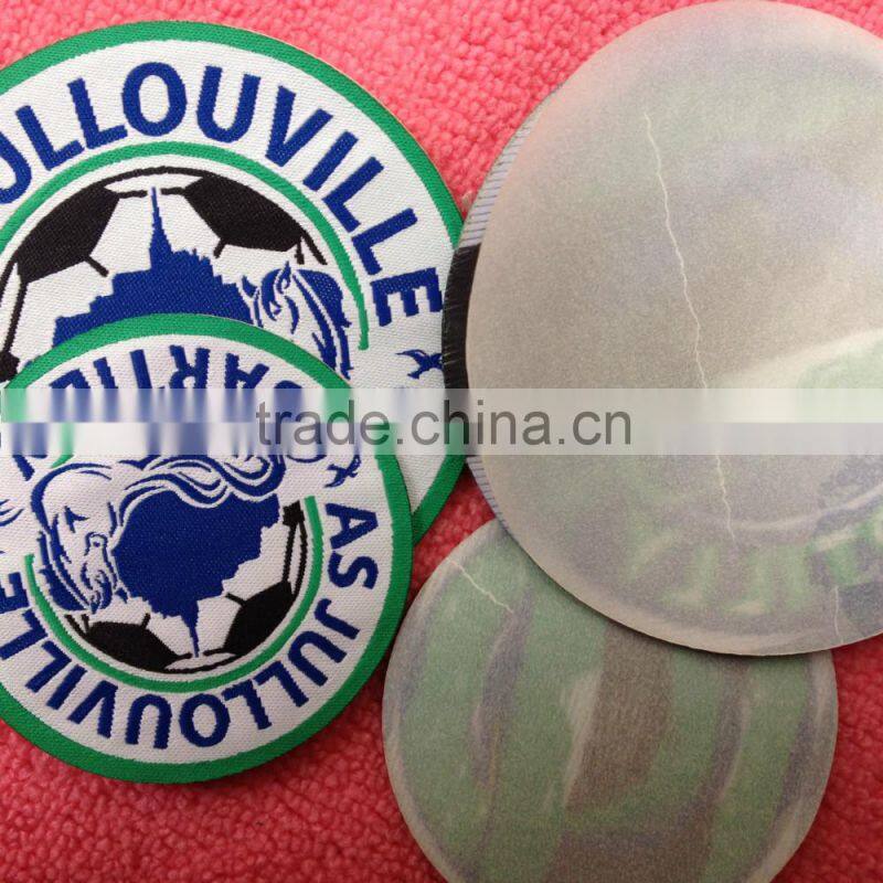 laser cut outline shape iron on woven patch,woven badge for uniform