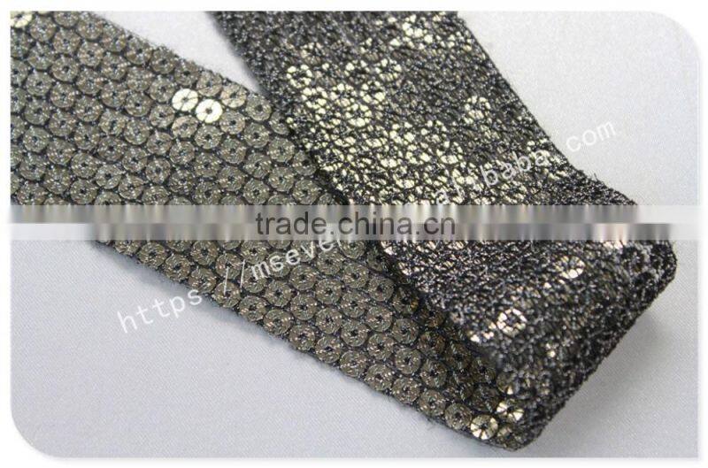 Hot selling 4.2cm width bronze embroidery sequin trim for garment