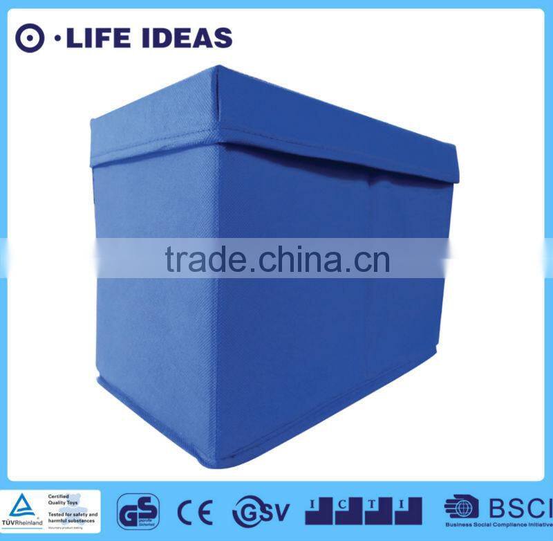 non-woven fabric pure color printing foldable storage box blue