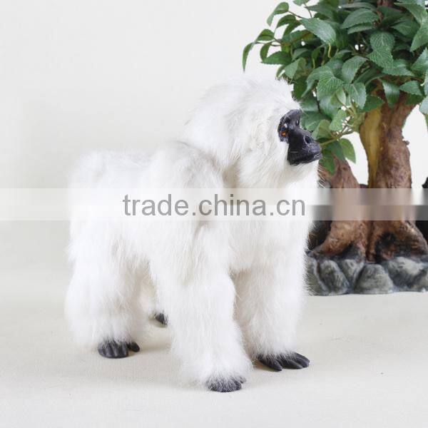 2015 Home decoration animal figurine white fur gorilla