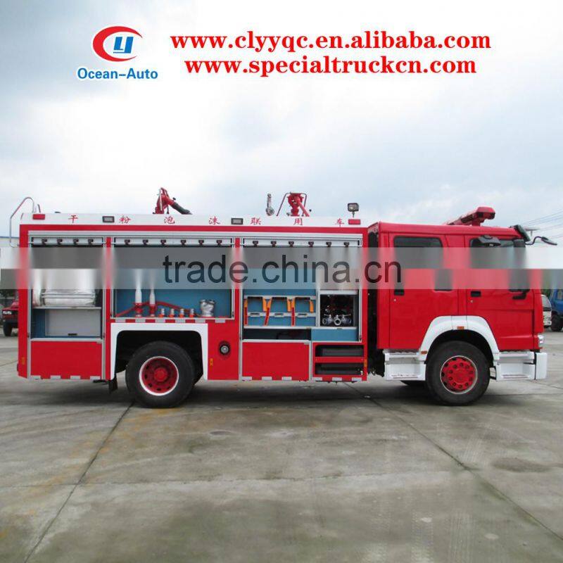 SINOTRUK HOWO 5000liter water tank 1000liter foam tank fire truck for sale