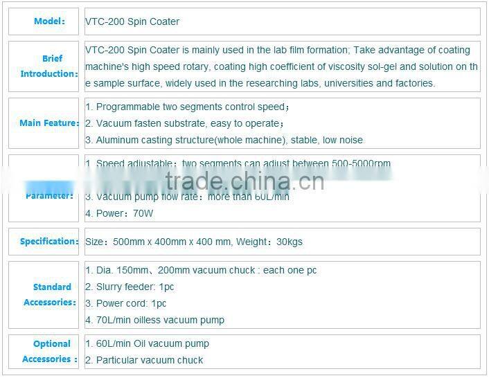 VTC-200 vacuum spin coating machine high quality weiyi brand