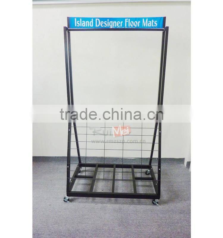 Floor-standing customized movable metal carpet display rack