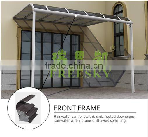 outdoor easy fixed solid polycarbonate gazebo shed for balcony terrace