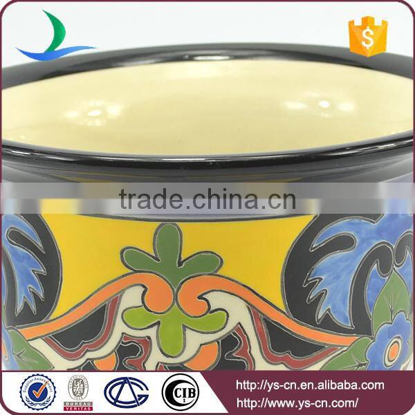 YSfp0009 Set of 2 handmade ceramic flower pot with round shape