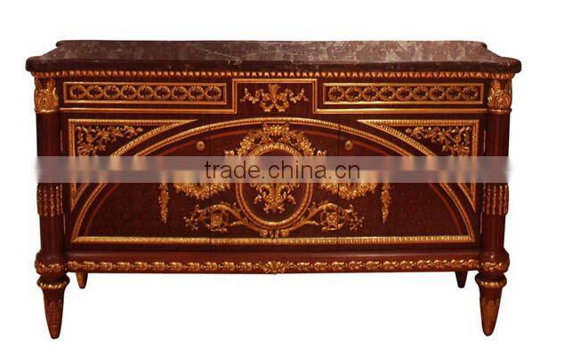Exquisite Carved Wooden Side Cabinet/Curio Cabinet, Antique Palace Decorative Console Cabinet For Living Room