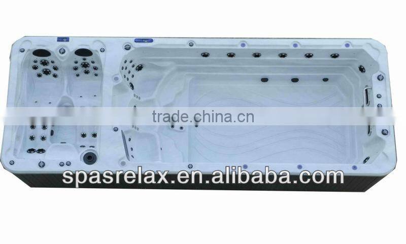 wonderful design acrylic outdoor swimming pool/swim spa with massage area SRP-650