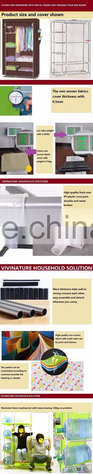 Single Canvas effect Wardrobe Clothes Storage Cabinet