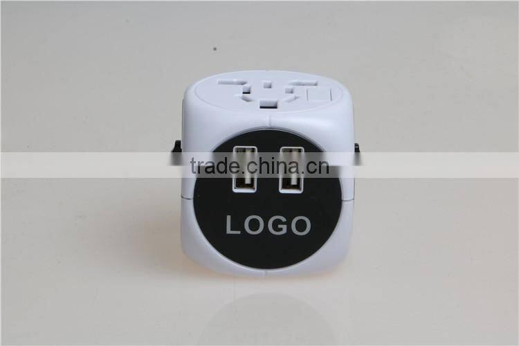 World Travel Adapter with Dual USB Fuse Safety Shutter Four International Plug(UK/US/AU/EU)