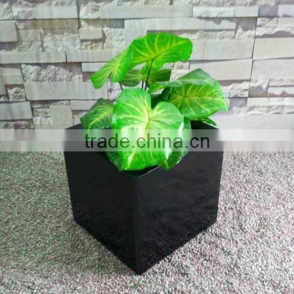 Popular black square fiberglass glazed garden pots