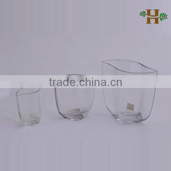 Handblown Diffeerent Sizes Clear Oval Glass Vase