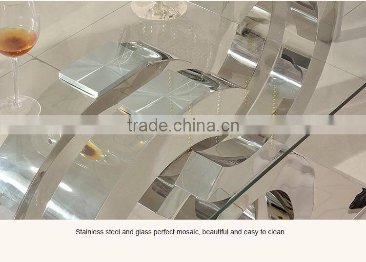 TH286-1Modern Stainless Steel Dining Table Chair/Glass Table Dining Room Furniture Sets