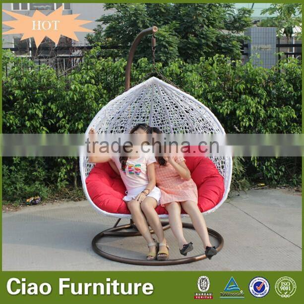 Wicker furniture outdoor hanging chair cushion garden double swing for kids