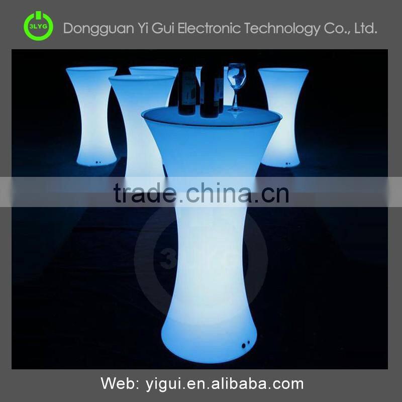 Outdoor/indoor plastic led bar table and optional chairs
