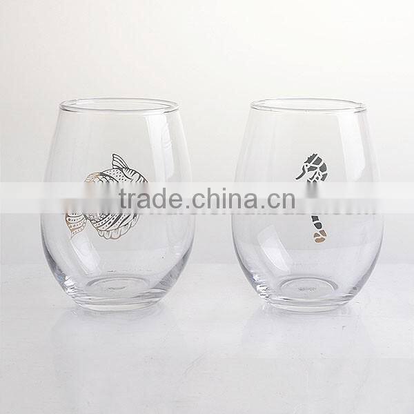 Ocean Fish and Hippocampus Stemless Wine Glass Cup
