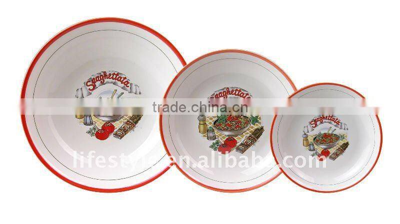 8" Porcelain pasta with decal printing