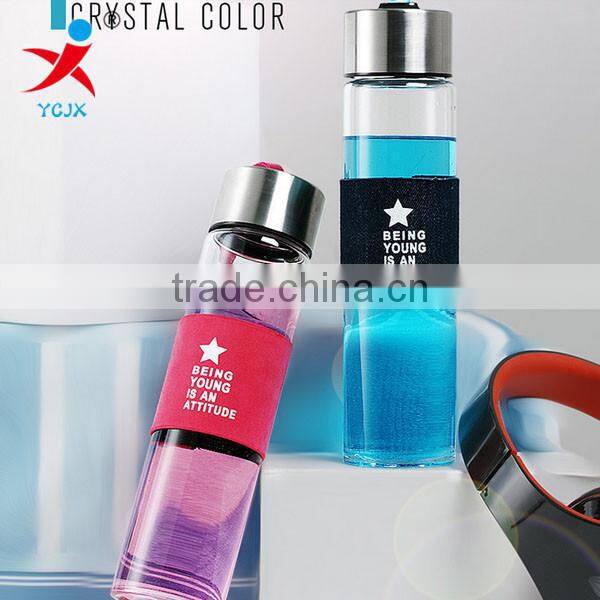 Water cup portable male transparent glass female students office glass cup with cover car lovers water bottles