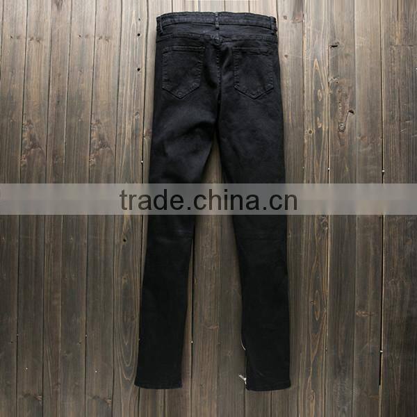 2017 Summer new locomotive jeans elastic skinny pants with side zip