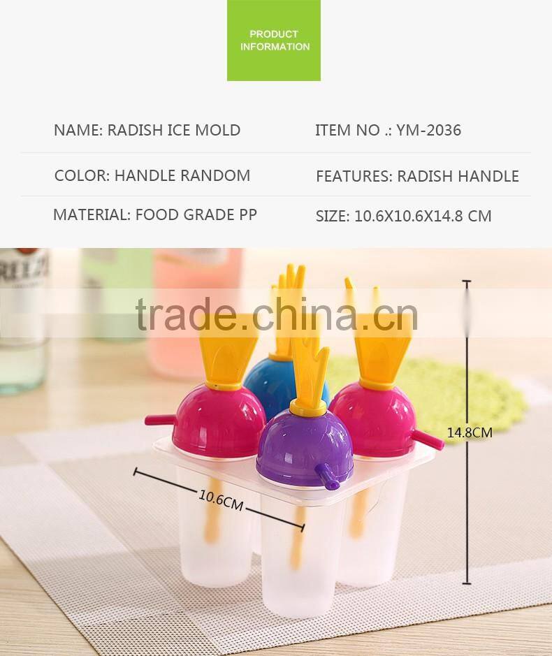 SSet of 4 pcs Ice cream mold plastic ice lolly mould ice tray maker