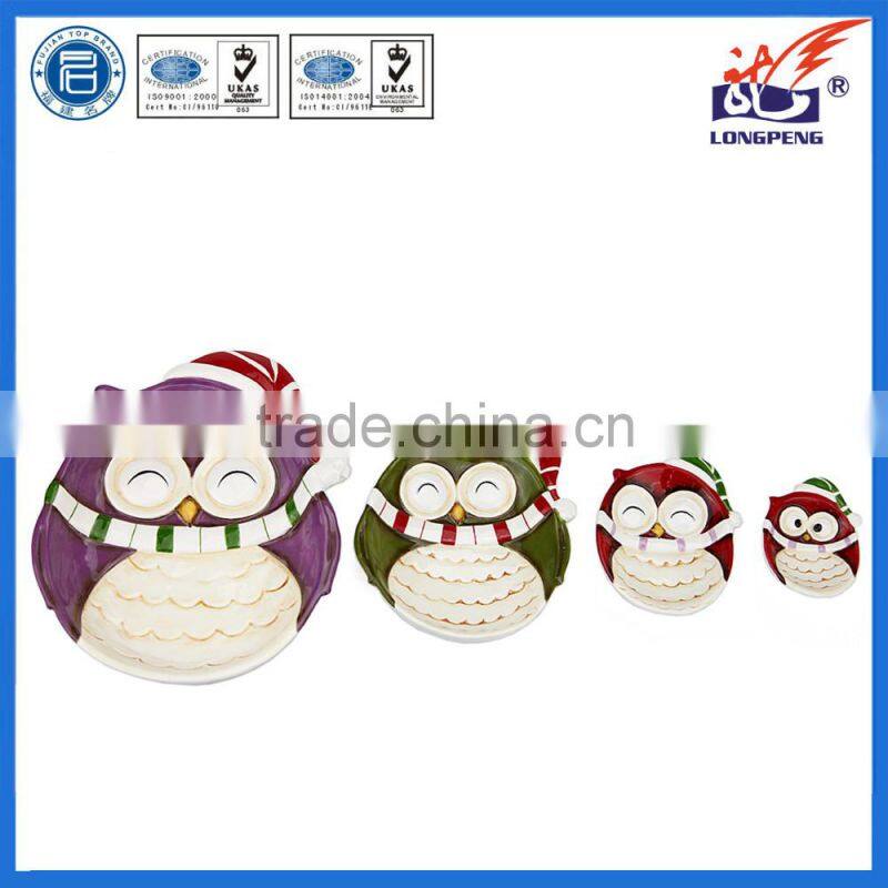 Ceramic Closed Eyed Hoot Owl Candy Dish Plates,Owl Candy Dessert Plates