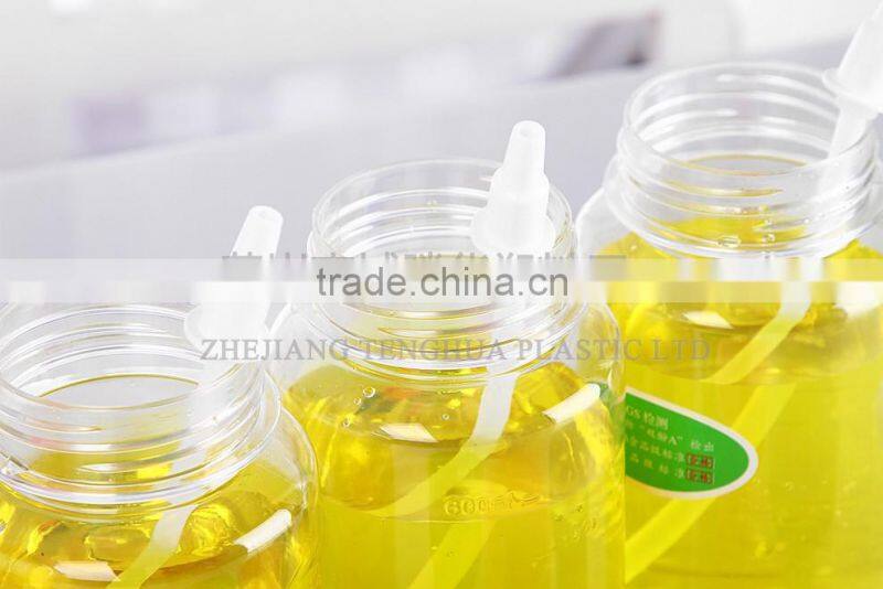 Pink Lid Plastic Baby Bottle Eco-friendly clear Baby Bottle with Straw