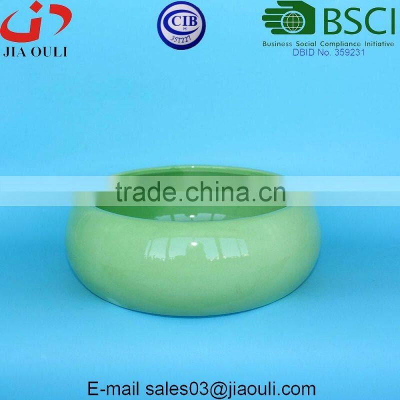 Decorative Display Bowl Round White/green Ceramic Succulent Plant Flower Planter Pot