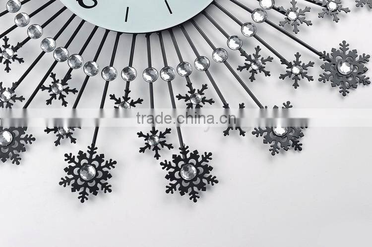 Stylish wall clock with snow for bedrooms