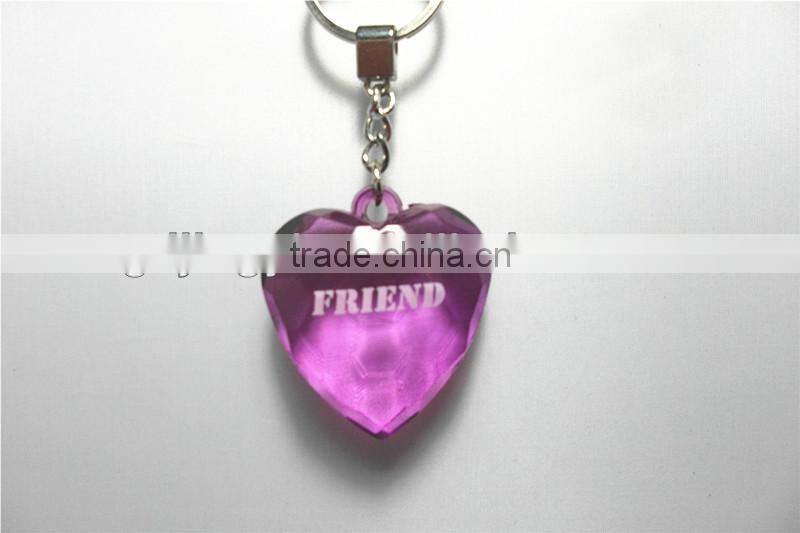 2017 New style acrylic hanging decoration heart shape diamond key ring