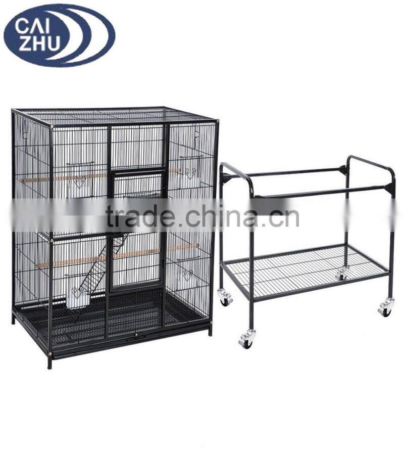 63" Inch Indoor Bird Parrot Chinchillas Ferret Cage Cockatiel House w/Stand Metal Wheel