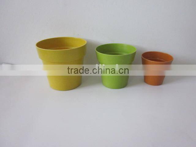 Family beautiful plastic flower pot/ garden pot bamboo fiber flowerpot
