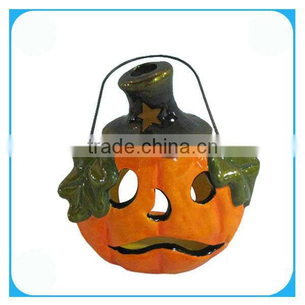 Ceramic pumpkin halloween decor candle holder
