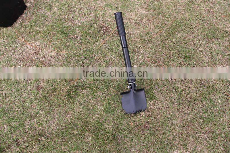 mini outdoor survival A3 steel multi-functional folding camping military shovel with pickaxe and compass
