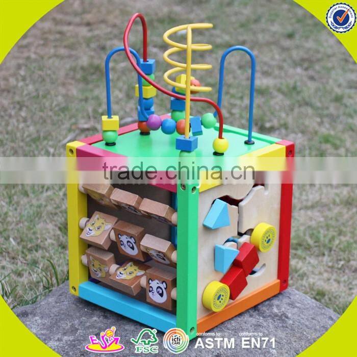 2017 wholesale multi-function toddlers wooden bead activity table new design funny kids wooden bead activity table W11B137