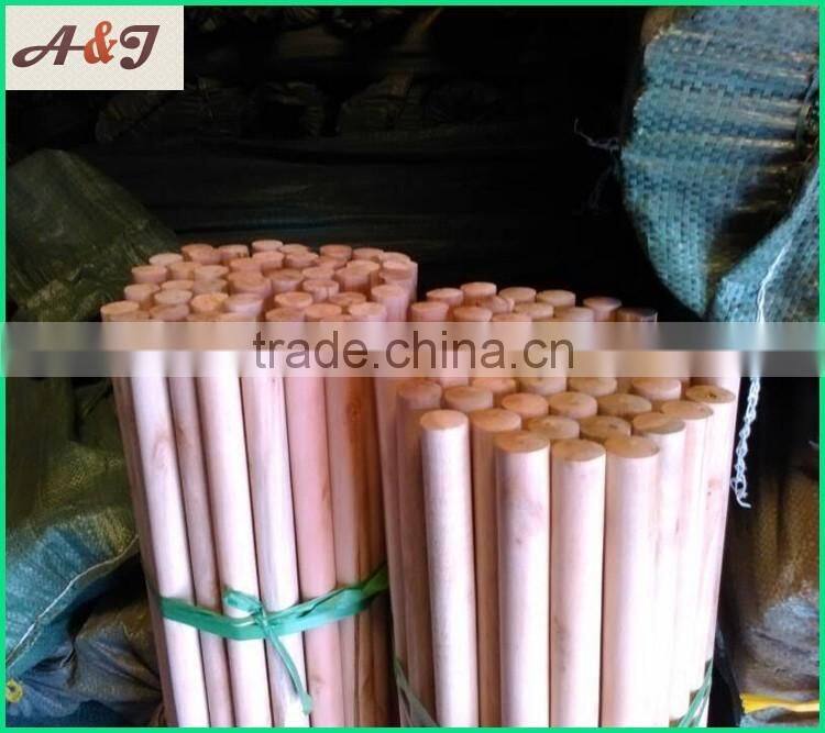 natural wooden broom stick one end flat one end dome