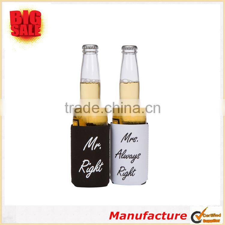 Mr. Right and Mrs. Always Right Wedding Can and Bottle Coolers Neoprene Coolies Can Sleeve