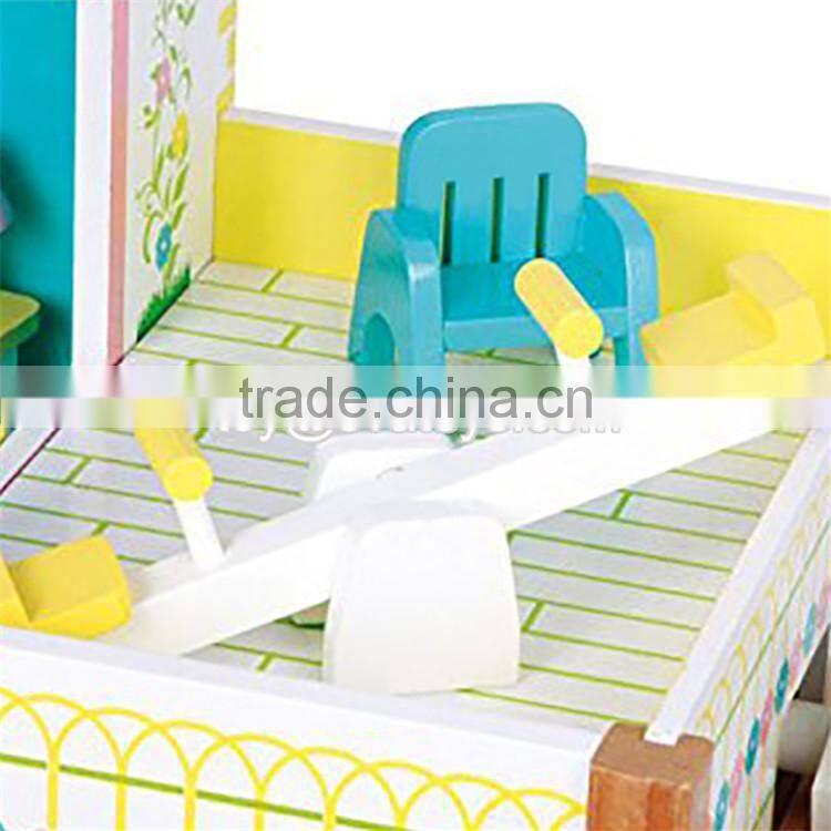 Best design toddlers pretend toys wooden crafted small dollhouse with furniture W06A231