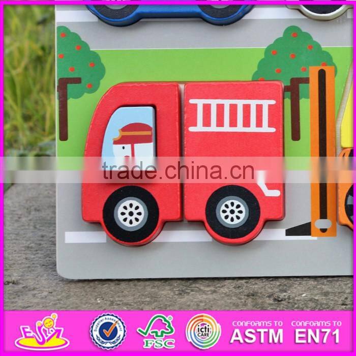 2017 New product educational toy wooden car shape puzzle for kids W14D022