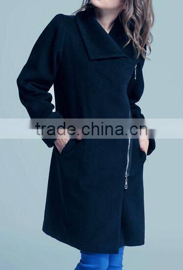 latest ladies quality overcoat jasper wool/polyester factory wholesale woman coat