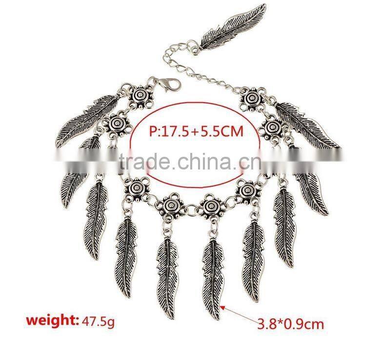 Top quality hand made Miao bangle with feather dangles