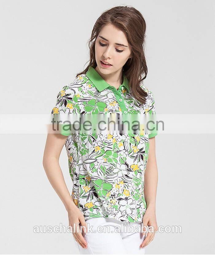 2016 new designs lady colorful polo t shirt factory price
