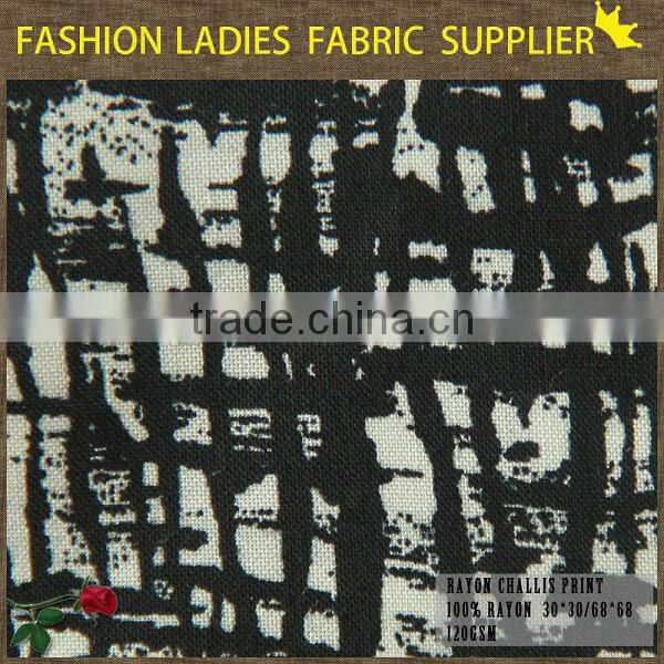 shaoxing cichengtex fashion black and white rayon fabric ,Geometric Shapes style fabric