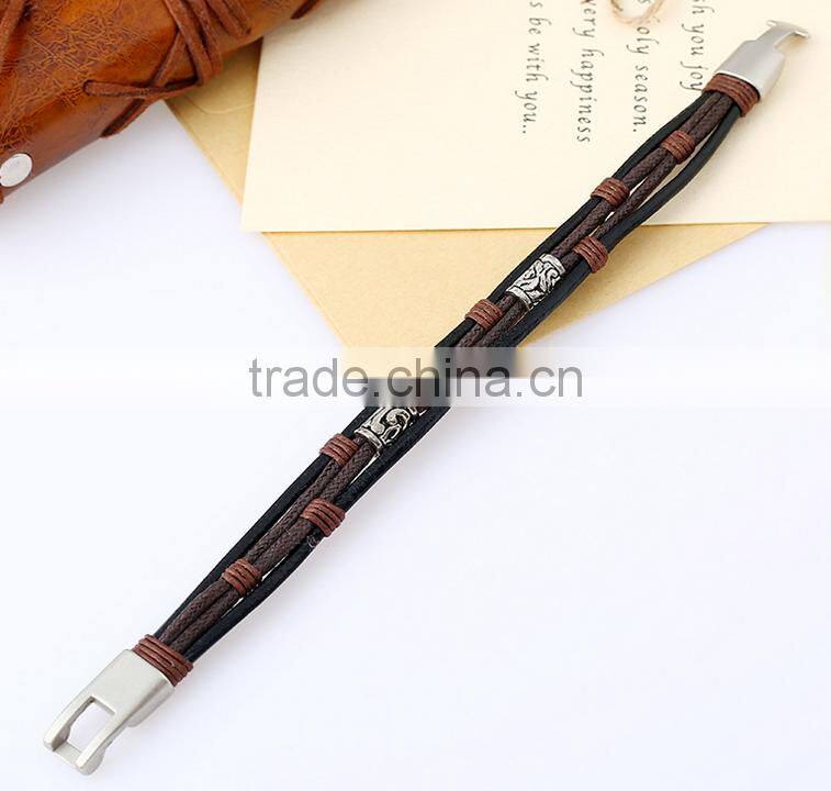 Handmade accessories cow leather unisex fashion braid bracelet